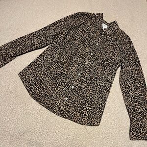 XS- J. Crew Leopard Print button down shirt Excellent Condition